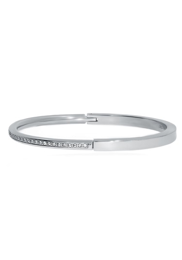 Kadın Yarım Taşlı Modern Çelik Bilezik Gümüş