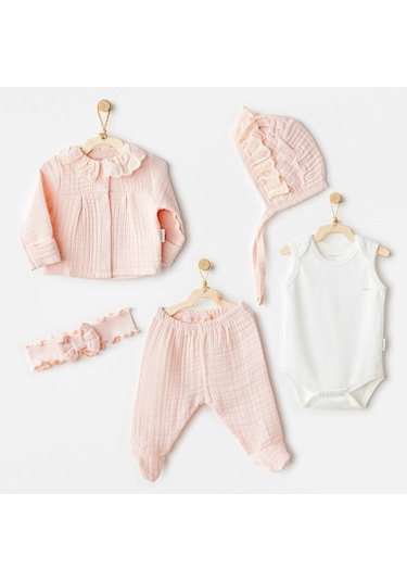 Andywawa Ac25840 Natural Gift Müslin 5'li Hastane Çıkışı Salmon Çok Renkli