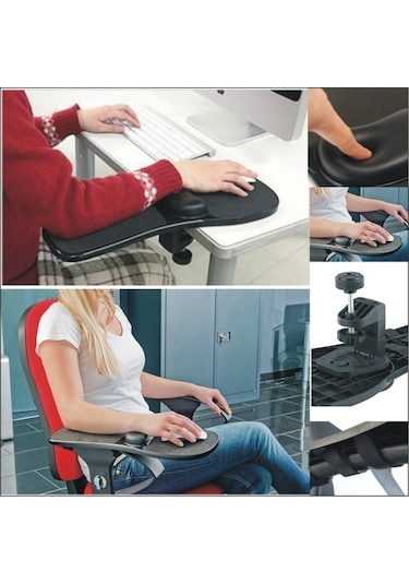 Rotasyon Bilgisayar Masaüstü Dizüstü Fare Tepsisi Dirsek Pedi Bilek Dayanağı Plakası Desteği Masa Ve Sandalyeye Takma