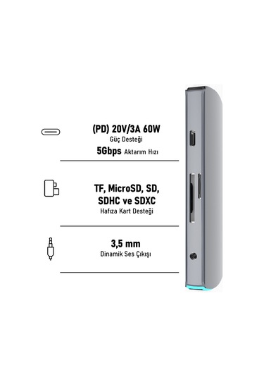 JEYI Type-C to 8in1 HUB Dönüştürücü Çevirici Adaptör