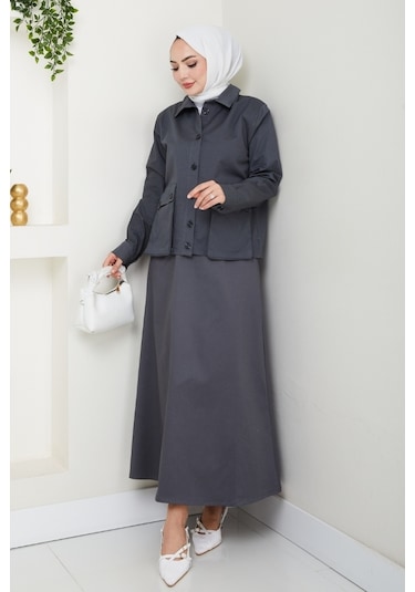 Körük Cepli Gömlek Etek İkili Takım 1551 - Antrasit Antrasit