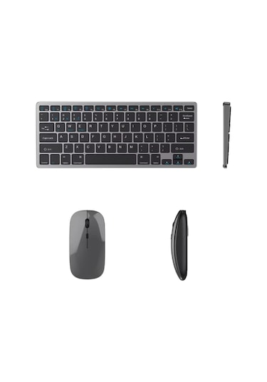 Kablosuz Bluetooth Klavye Mouse Seti Şarjlı Tablet Laptop Uyumlu Lazer