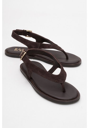 Belinda Kahverengi Süet Hakiki Deri Kadın Parmak Arası Sandalet Kahverengi