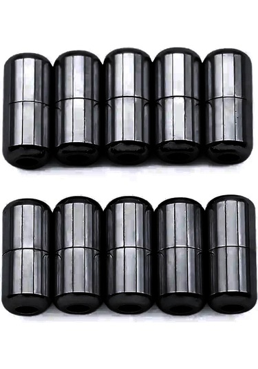 Vidalı Siyah Renk 5 Çift Ayakkabı Bağcık Ucu Siyah