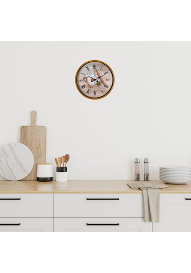 Büro Ev Ofis Hediyesi İçin 36cm Turuncu Rustic Kitchen Duvar Saati Diğer