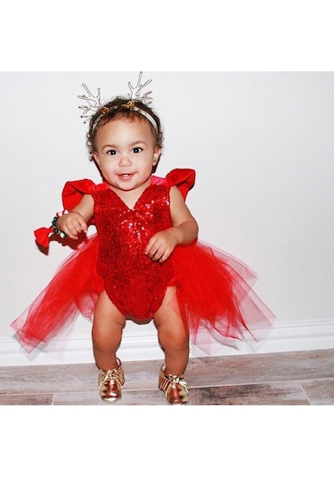 Sevgililer Günü Bebek Bebek Kız Tül Kalp Romper Tulum Tulum Kıyafet Kostüm Boyutu 0-3y Kırmızı