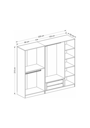 Kale Plus 5 Kapaklı 2ç Dolap Dore Plus Dore 190cm Ceviz