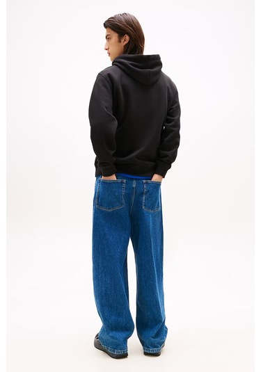 Erkek Logo Baskılı Kapüşonlu Sweatshirt Siyah Black Multi