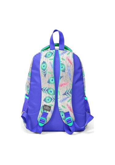 Coral High Kids Gümüş Lavanta Tavus Kuşu Desenli 3 Lü Okul Çanta Seti Set0123488