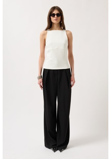 Sırt Kurdele Detay Bluz Antrasit Melanj