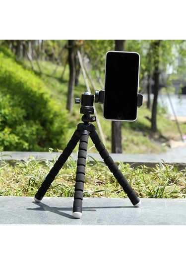 Canlı Yayın Selfie İçin Telefon Tutuculu Taşınabilir Mini Ahtapot Tripod Standı Kırmızı