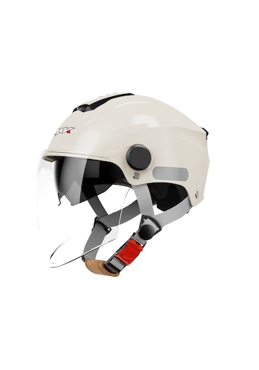 Eternal Luck Bk-309 Elektrikli Bisiklet Kaskı Dört Mevsim Açık Yarım Kask Siyah Beyaz