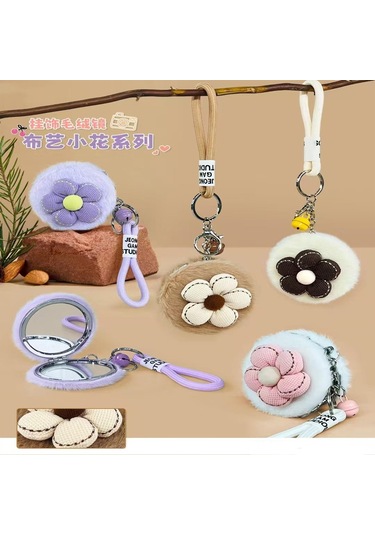 Papatya Tasarımlı Peluş Cep Aynası Renksiz