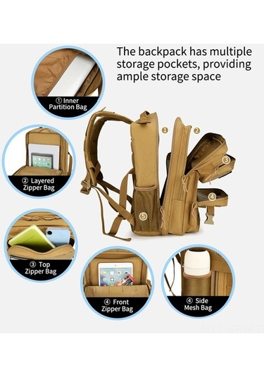 Didadodo Büyük Kapasiteli Çok Amaçlı Kamp Sırt Çantası - Hızlı Açılış Outdoor Ve Günlük Kullanım Haki Haki