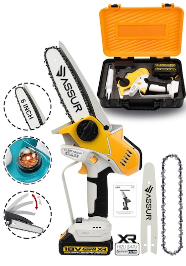 Assur Asr773 18v Çift Akü Dal Budama Testere Sarı