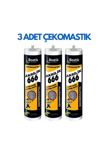 3 Adet Çekomastik 666 500 Gr Beyaz Mastik Beyaz