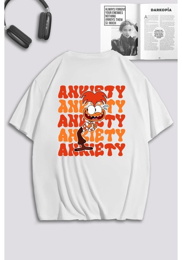 Unisex Kadın Erkek Ters Yüz Sırt Baskılı Özel Tasarım Oversize T-shirt Beyaz1 Mck0563 Beyaz