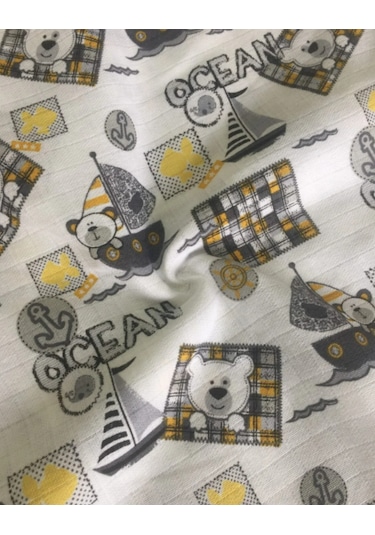 Müslin Örtü 100x120 3 Adet Ağız Bezi Hediyeli Krem - Sarı