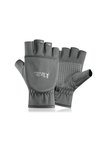 Wezone Kış Sporları İçin Sıcak Tutan Balıkçı Eldiveni - Gri, L Boy Gri