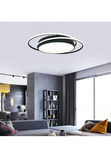 Tavan Led Avize Birmingham Salto Plafonyer 40cm Siyah - Sarı