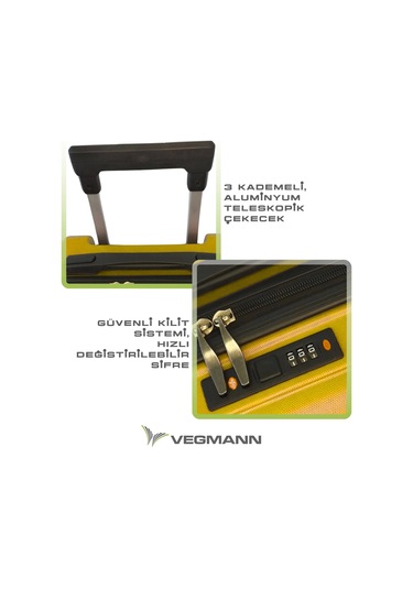 Vegmann Tartılı Scavel Sarı Büyük Boy Valiz Sarı