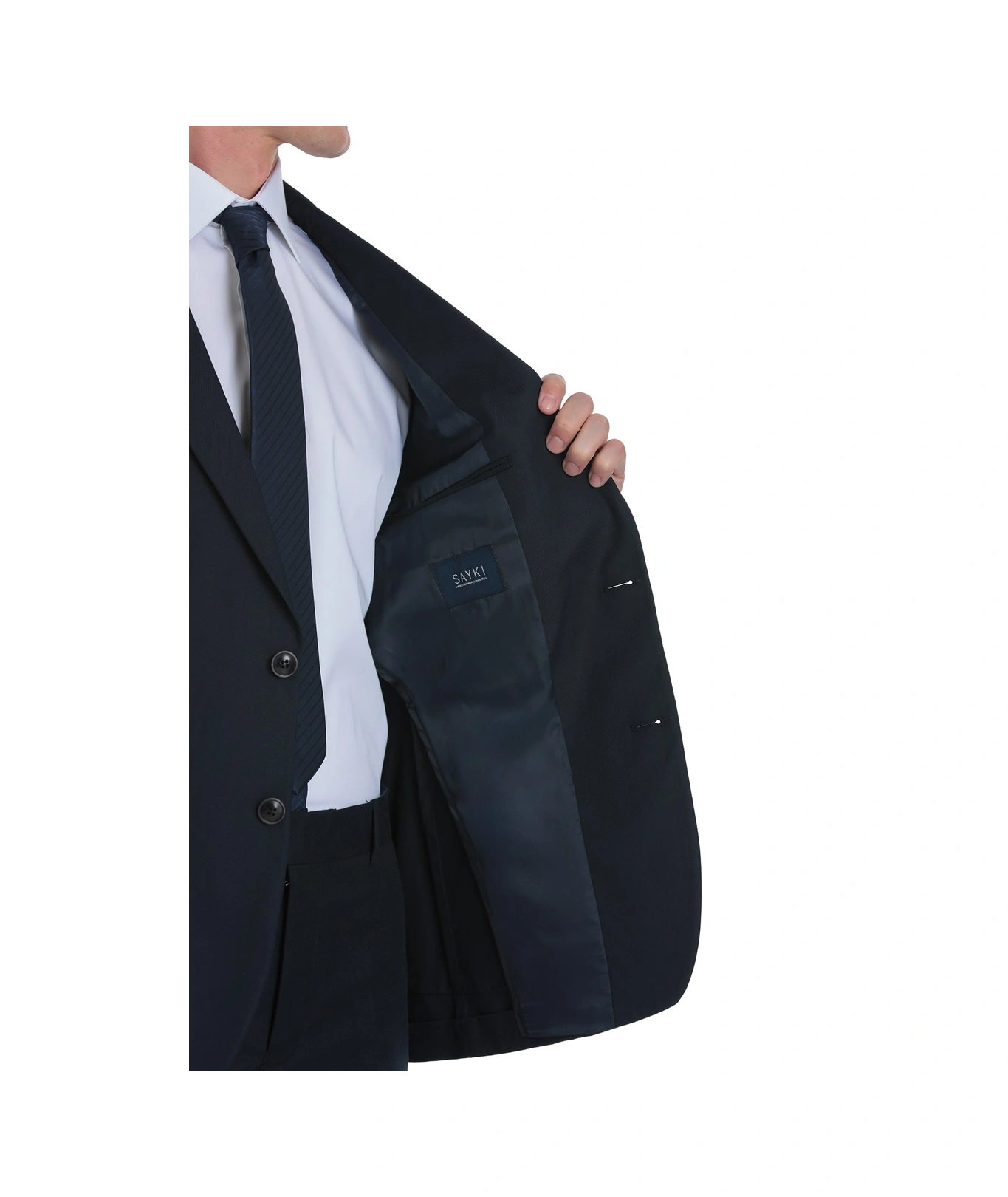 Lacivert Comfort Fit Mono Yaka Klasik Takım Elbise Lacivert