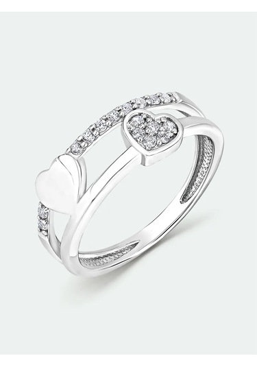 Torgovyj Dom Uvelir Holding Aşıklar İçin 925 Ayar Gümüş Çift Kalp Yüzük 410012046 Gümüş