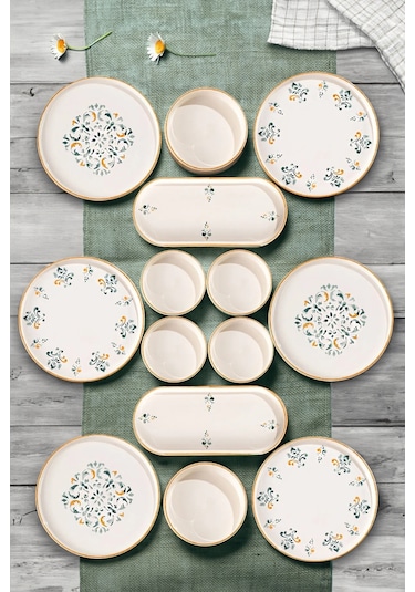 Kitchen Life D-Harma Stackable 14 Parça 6 Kişilik Kahvaltı Takımı Çok Renkli