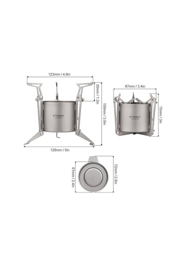 Pazly Titanyum Alkol Sobası, Kapaklı, Katlanır, Kamp & Yürüyüş İçin Tencere Destekli Gri