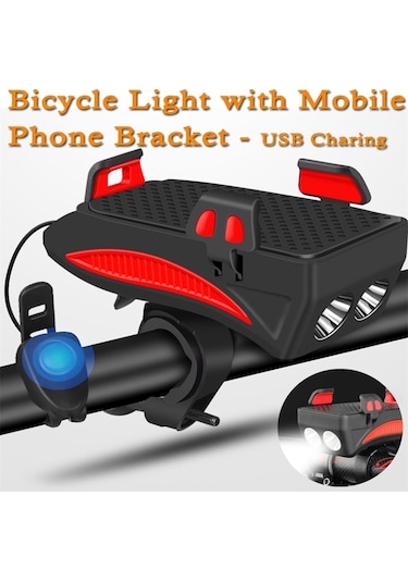 3 'ü 1 Usb Bisiklet Far Led Bisiklet Telefon Tutucu