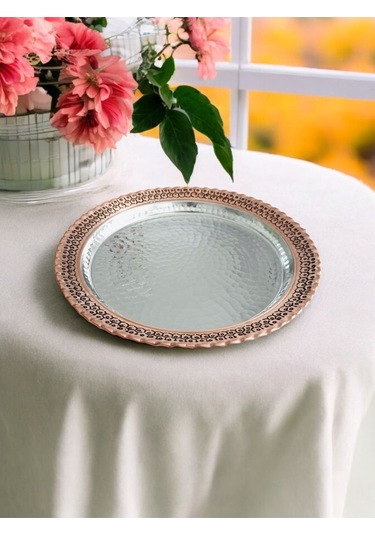 Modabakır Bakır Supla, Tabak Petek İşlemeli 30 Cm Model:asd33444 Bakır