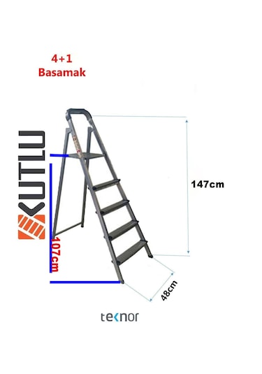 Kutlu Dayanıklı 4+1 Metal Basamaklı Merdiven