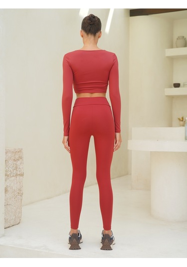 Gaia Çapraz Detay Uzun Bordo Tayt Bordo