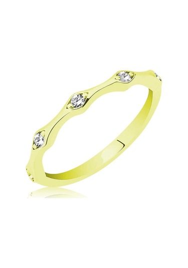 Gümüş Altın Beştaş Mekik Bayan Yüzük - 555896187