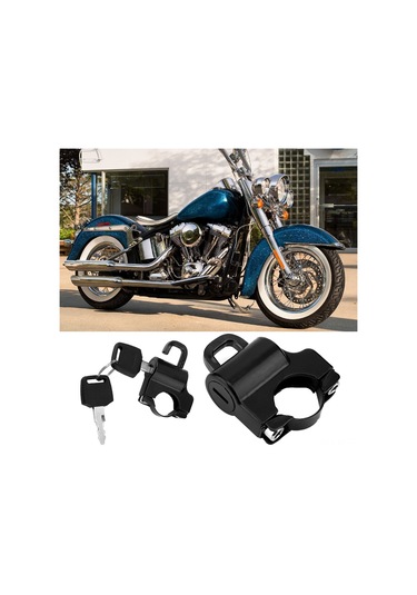 Shineyee Motosiklet Kask Kilidi 22mm Universal Siyah - Dayanıklı Demir, Hava Ve Çizik Korumalı, 2 Anahtar İle