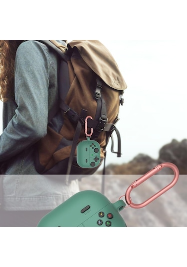 Samsung Galaxy Buds 3 / Galaxy Buds 3 Pro Uyumlu Silikon Kılıf Anahtarlıklı Kılıf Yeşil