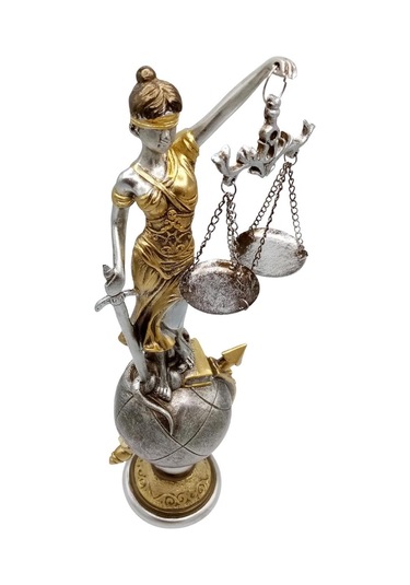 Themis Adalet Terazisi Heykeli Ve Dünya Biblo Gümüş 37cm