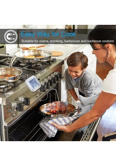 Pazly Dokunmatik Ekran Dijital Et Termometresi Prob Lcd Arka Işık Mıknatıs Zamanlayıcı Alarm Gümüş Gümüş