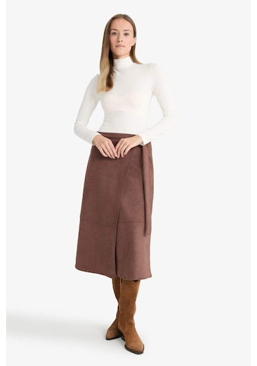 Defacto Wrap Süet Midi Etek G1109ax25aubn539 Kahve