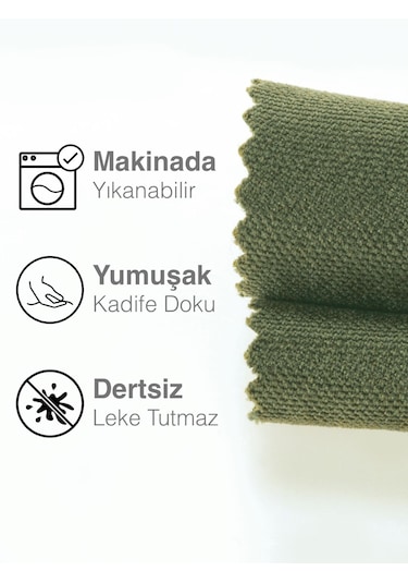 Kadife Dokulu Zeytin Yaprağı Rengi Daily Series Runner 40 X 140 Zeytin Yaprağı
