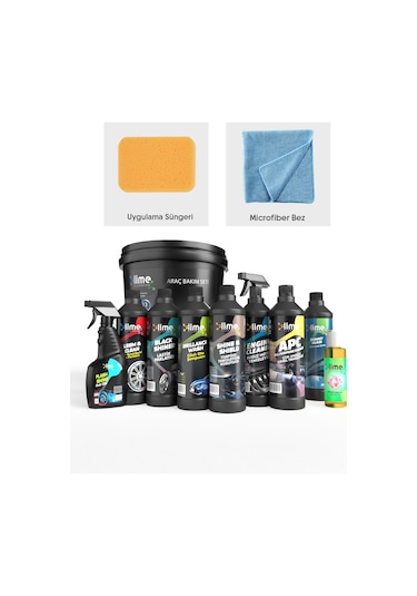 13'lü Set Araç Araba Yıkama Bakım Seti Fırsat Full Oto Bakım Temizlik Seti Kovalı