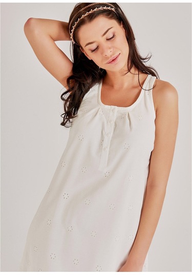 Magic Form 30108 Ekru Sabahlıklı Hamile Lohusa Gecelik Takımı