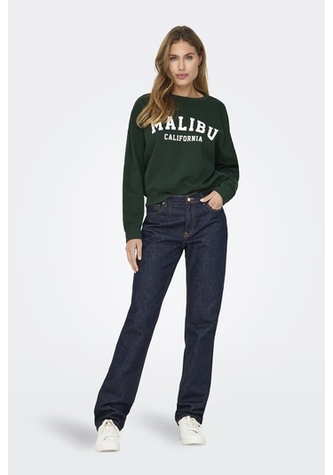 Onlsweat Lıfe L/s Crew O.sıze State Noos Zümrüt Yeşili Altın - Siyah