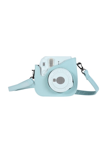 Maiyame Fujifilm Instax Mini 9/8/8+ İçin Şık Pu Fotoğraf Makinesi Kılıfı - Su Geçirmez, Omuz Askılı, Buz Mavisi