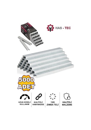 Zımba Teli 13/8 Mm 5000 Adet, Güçlü Ve Dayanıklı Çelik Tel, Profesyonel Zımba Tabancaları İçin