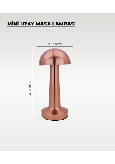 Rose Mantar Masa Lambası - Dokunmatik - 3 Renk Işık Rose