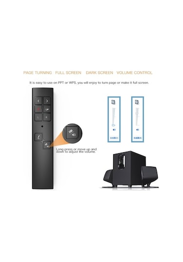 Pazly Pp930 Kablosuz Sunum Kalem, Lazer İşaretçi, 50m Uzaktan Kumanda, Şarj Edilebilir, Ppt Flip Kalem