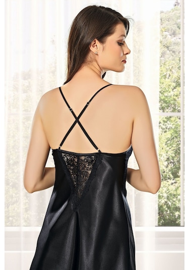 Alissa 8620 Kadın Çeyizlik Saten 6'lı Set-siyah Siyah