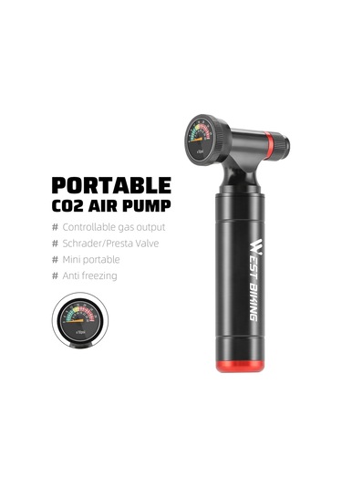Yunboo Bisiklet Co2 Şişirme Pompası - Taşınabilir, Basınç Göstergeli, Hızlı Lastik Şişirme Aparatı