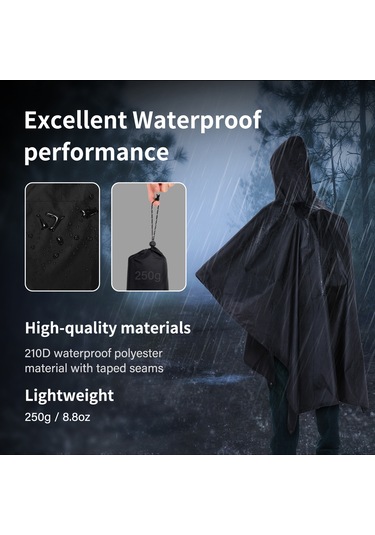 Vkemall Dış Mekan 4-in-1 Yağmurluk: Çadır Tarp, Piknik Battaniyesi, Güneş Barınırı - Su Geçirmez, Kırılmaya Dayanıklı 210t Poliester Açık Mavi Açık Mavi